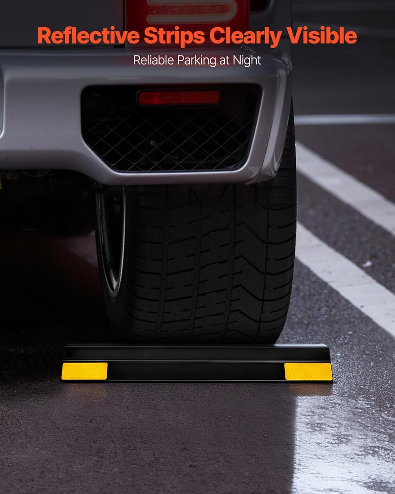 VEVOR Parking Stopper, 16 Inch 2 Pcs Heavy Duty Parking Aid for Garage, PP Curb Garage Floor Stopper with Reflective Strips, Vehicles Gadgets for Cars Vans Trucks Tire Wheel Guide Block Stops Bumpers - Image 4